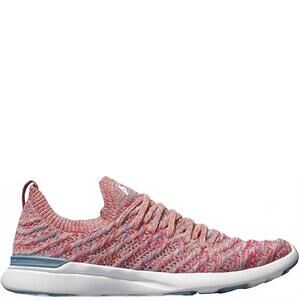 NEW APL women's techloom wave athletic sneakers in grey denim/vivid peach/ruby